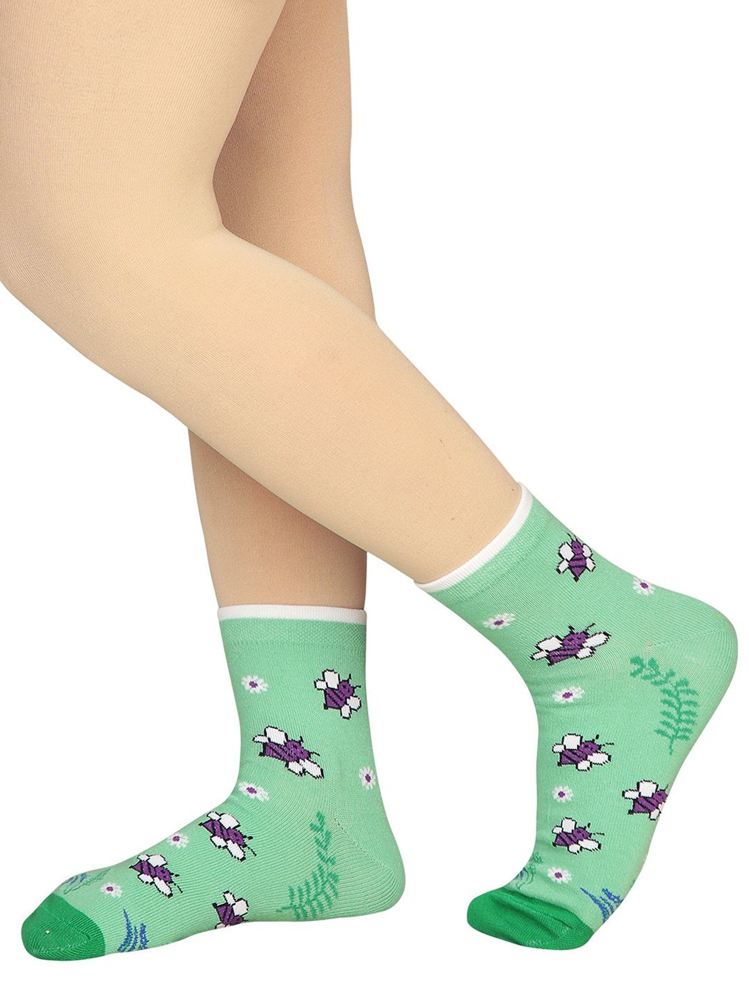 Bodycare Pink & Green Printed Socks (Pack Of 2)