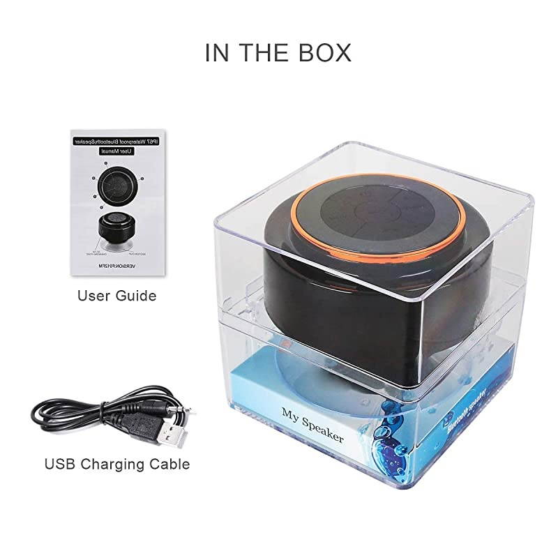 Bluetooth Shower Speakers  Portable Wireless Waterproof Speaker with FM Radio amp Suction Cup Pairs Easily to Your Bluetooth Devices Phones Tablets Computer Black amp Orange