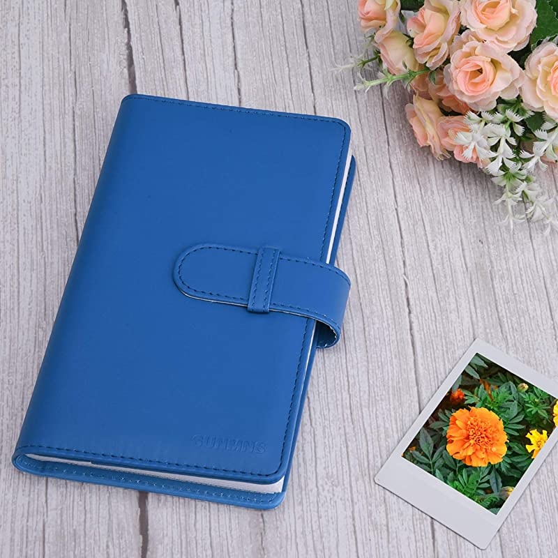 Wallet PU Leather Photo Album Compatible with Fujifilm Instax Mini Instant Film Dark Blue