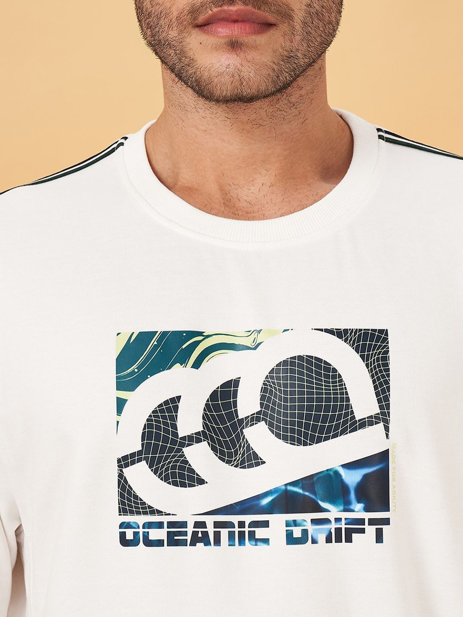 Ajile by Pantaloons White Slim Fit Printed T-Shirt