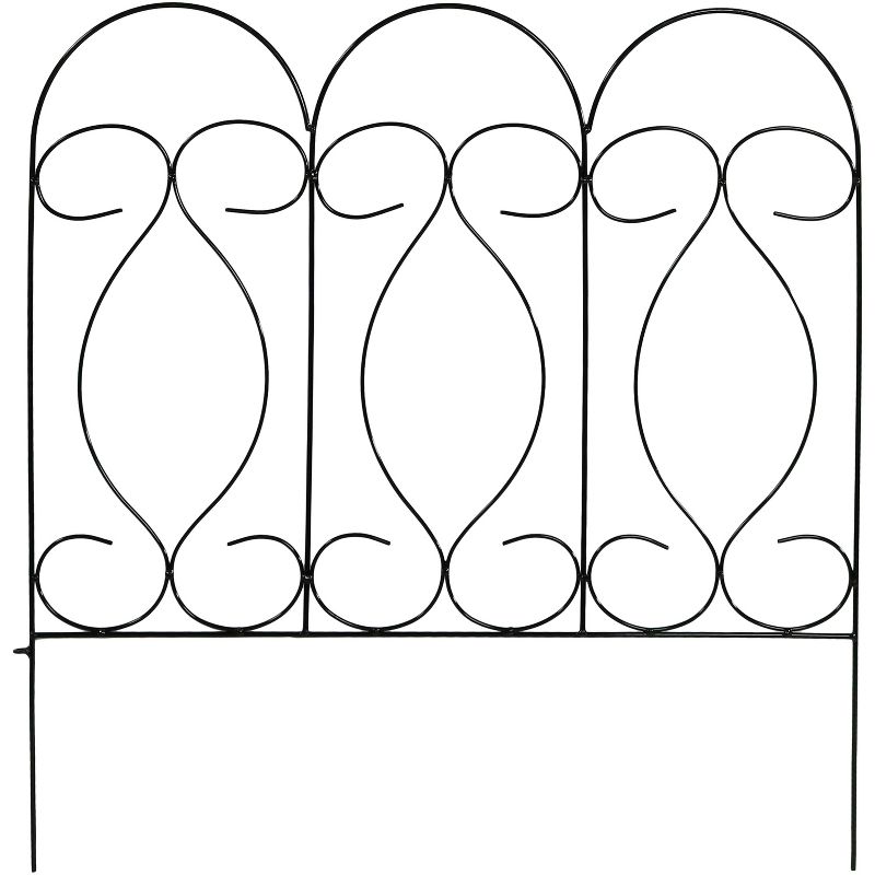 Sunnydaze Outdoor Lawn and Garden Metal Traditional Style Decorative Border Fence Panel Set - 10' - Black - 5pk
