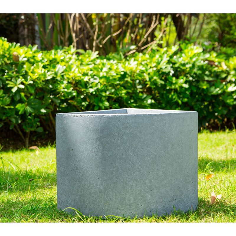 9.1" Kante Lightweight Modern Concrete Novelty Corner Planter Slate Gray - Rosemead Home & Garden, Inc.