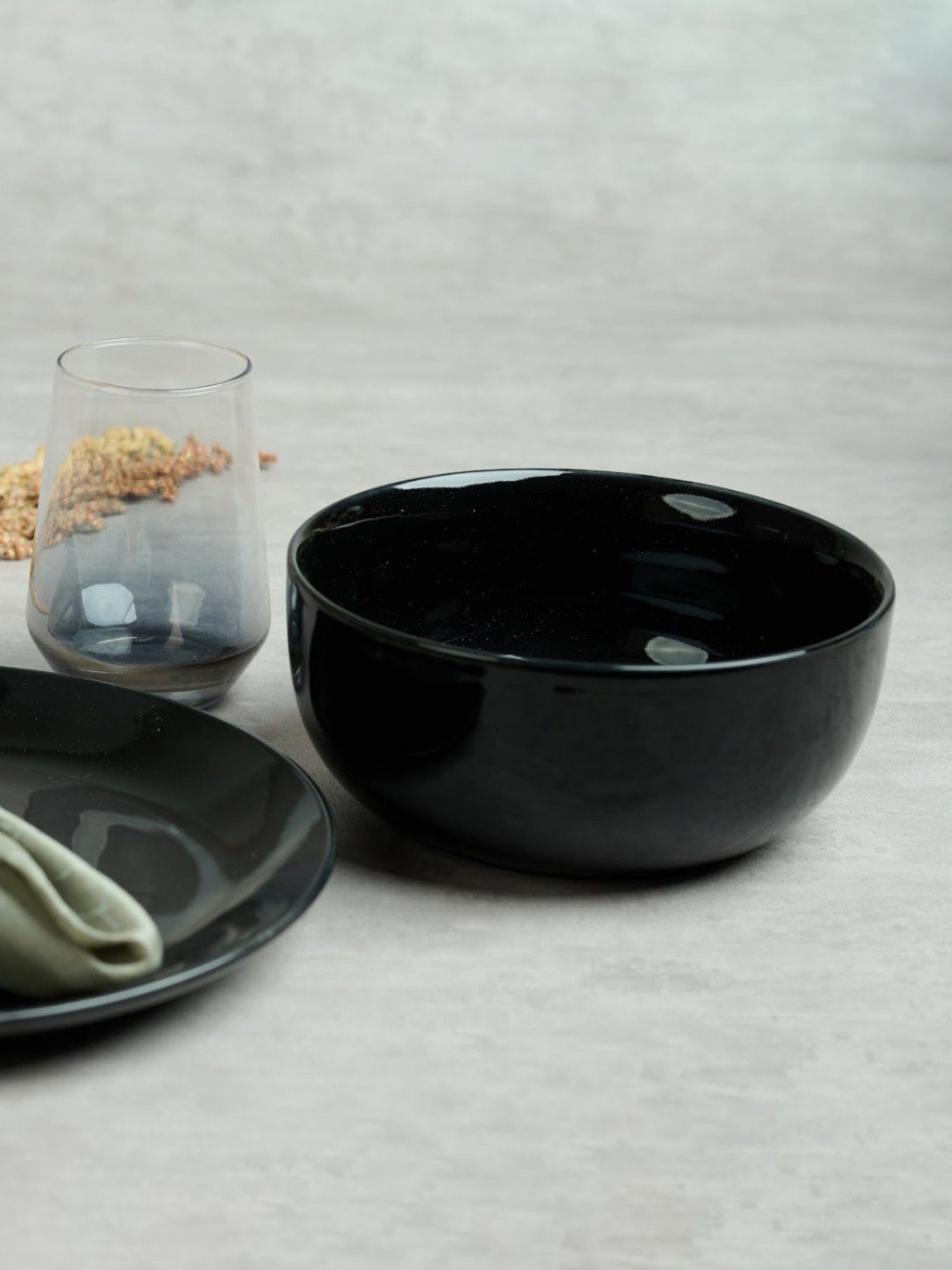 BlackCarrot Black Ceramic Serving Bowl