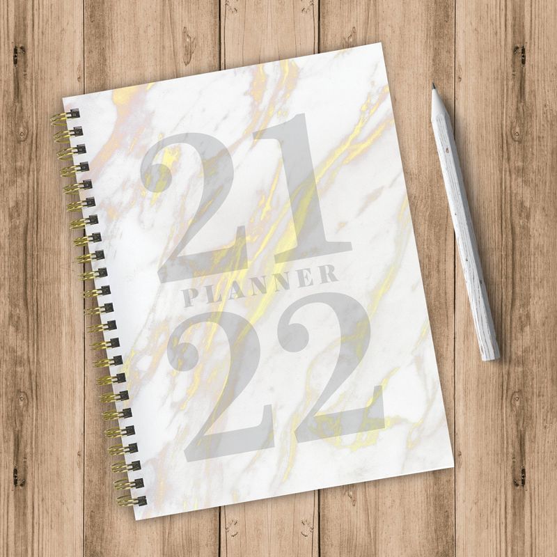 2021-22 Academic Planner 6" x 8" Marble Daily/Weekly/Monthly - The Time Factory