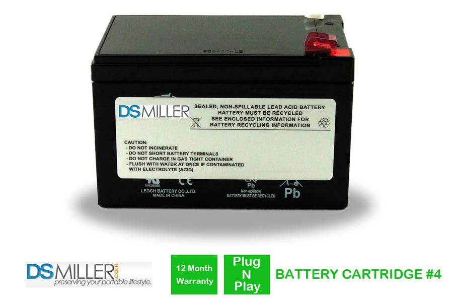 DSMiller UPS Replacement Battery Pack for APC BP650S - APC RBC4 Cartridge #4 - Leakproof 12V 12AH Battery. Pre-charged with all required connectors and fuses.