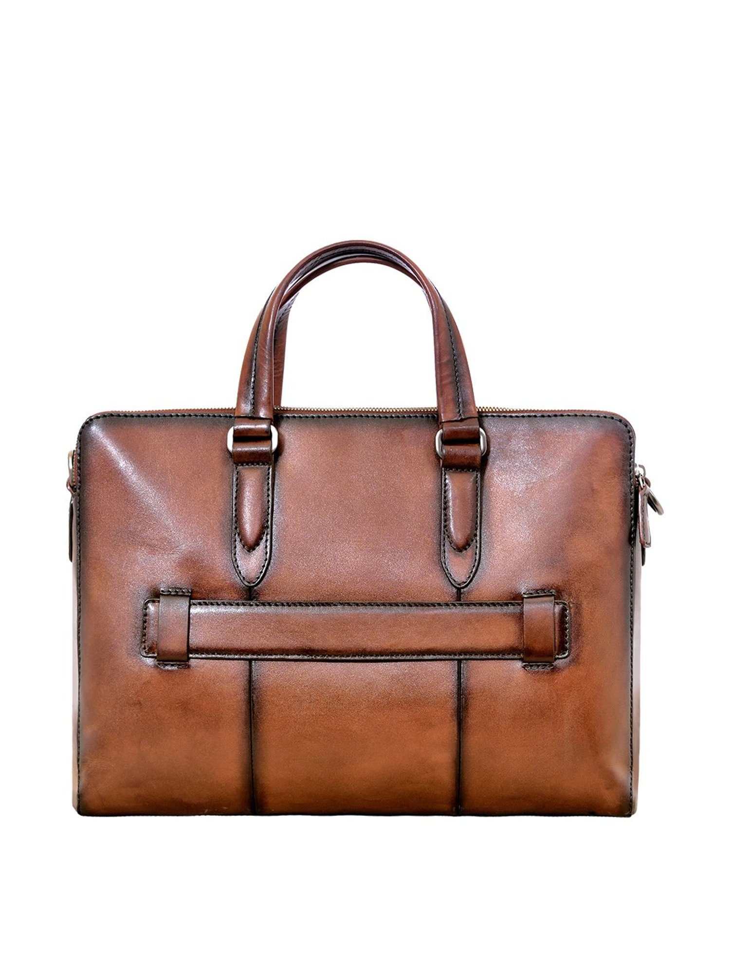 Eske Tan Leather Solid Large Laptap Messenger Bag