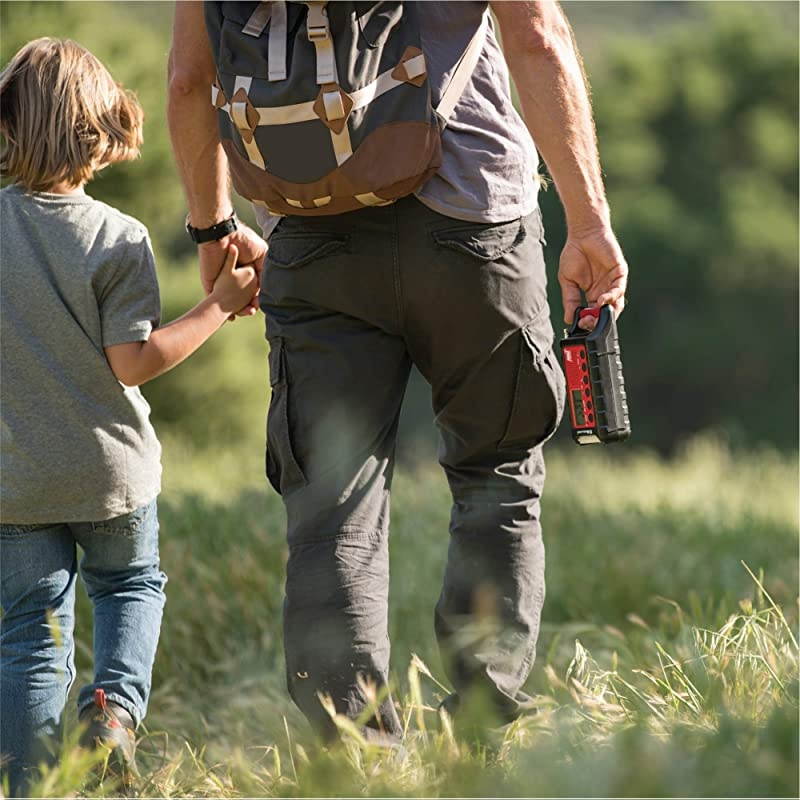 ER310 Emergency Crank Weather AMFM Radio Multiple Power Sources SOS Emergency Flashlight Ultrasonic Dog Whistle NOAA Weather Scan + Alert RedBlack