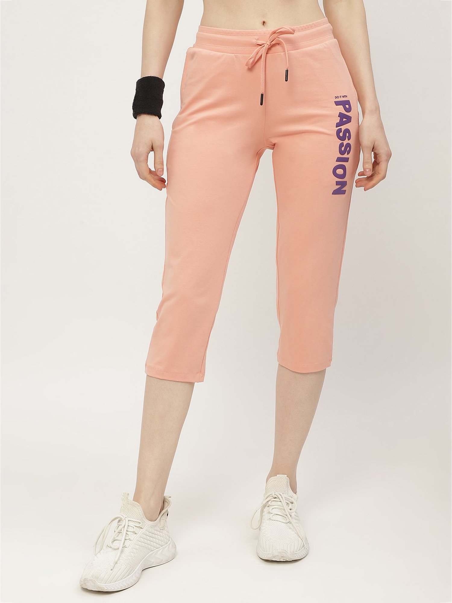 MADAME M Secret Peach Cotton Graphic Print Capris