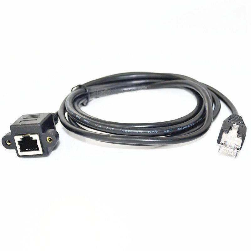 1FT RJ45 Male to Female Screw panel mount Ethernet LAN Network extension Cable