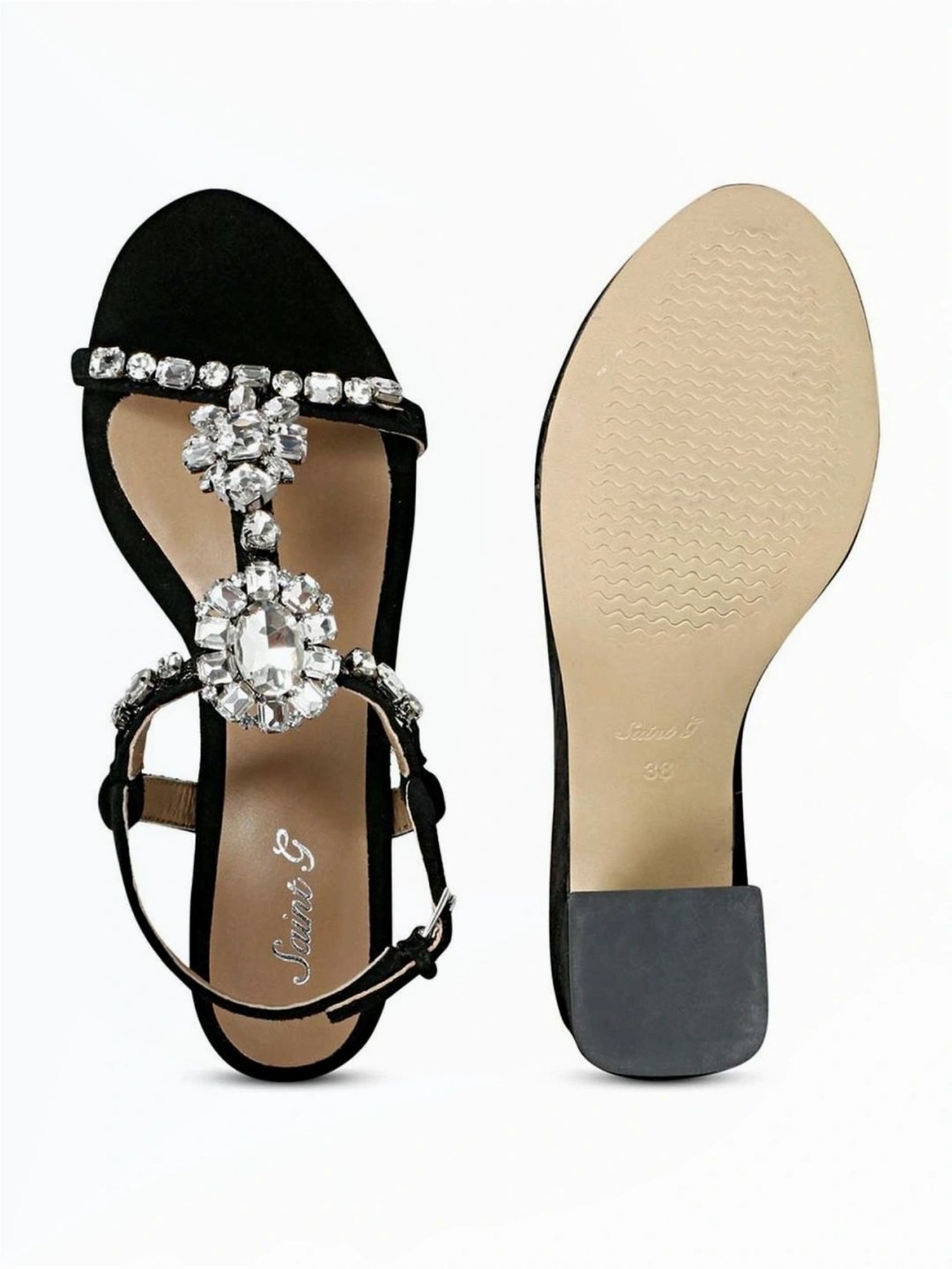 Saint G Women's Black Ankle Strap Sandals