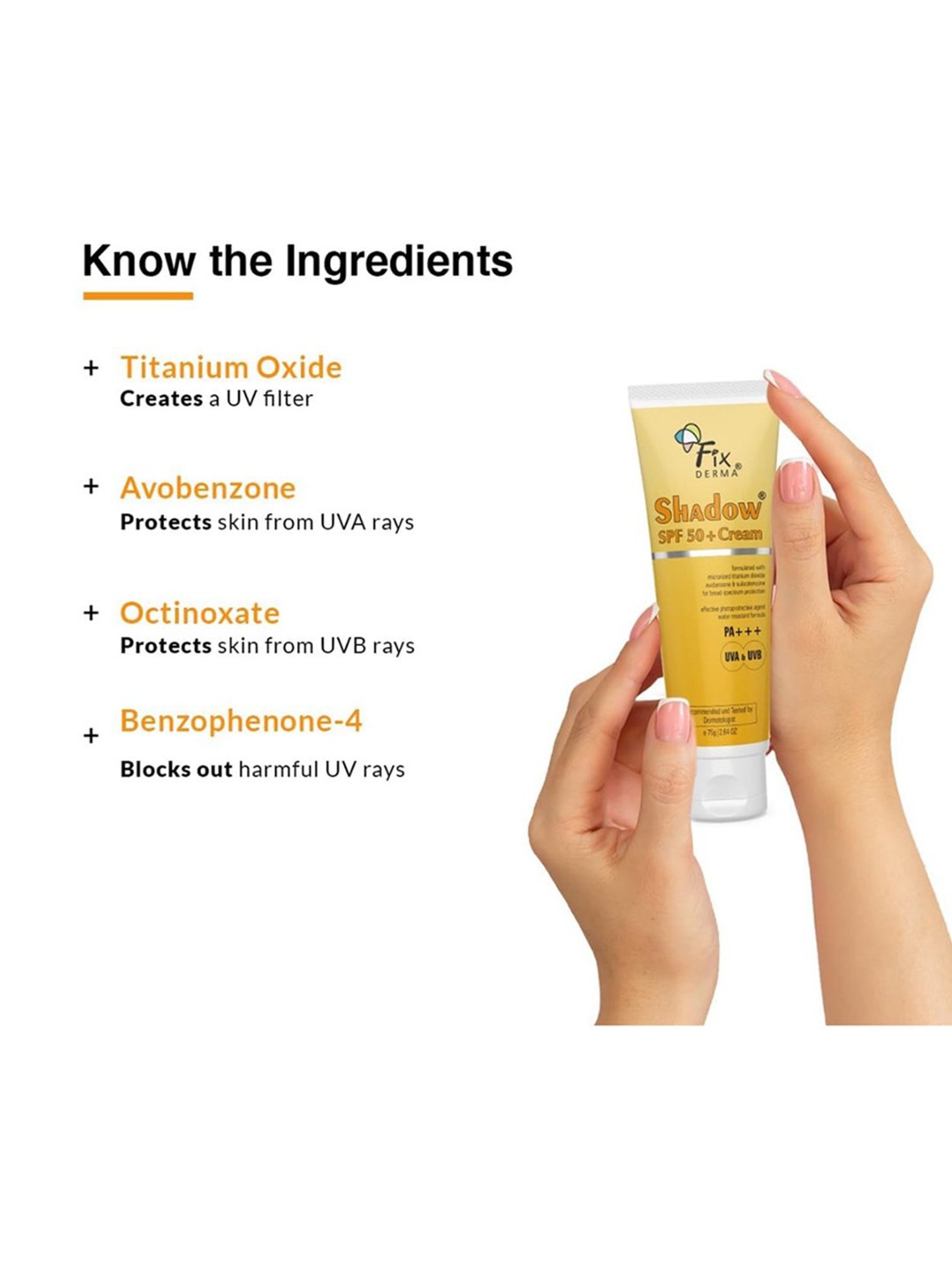 Fixderma Shadow SPF 50+ PA+++ Cream - 75 gm