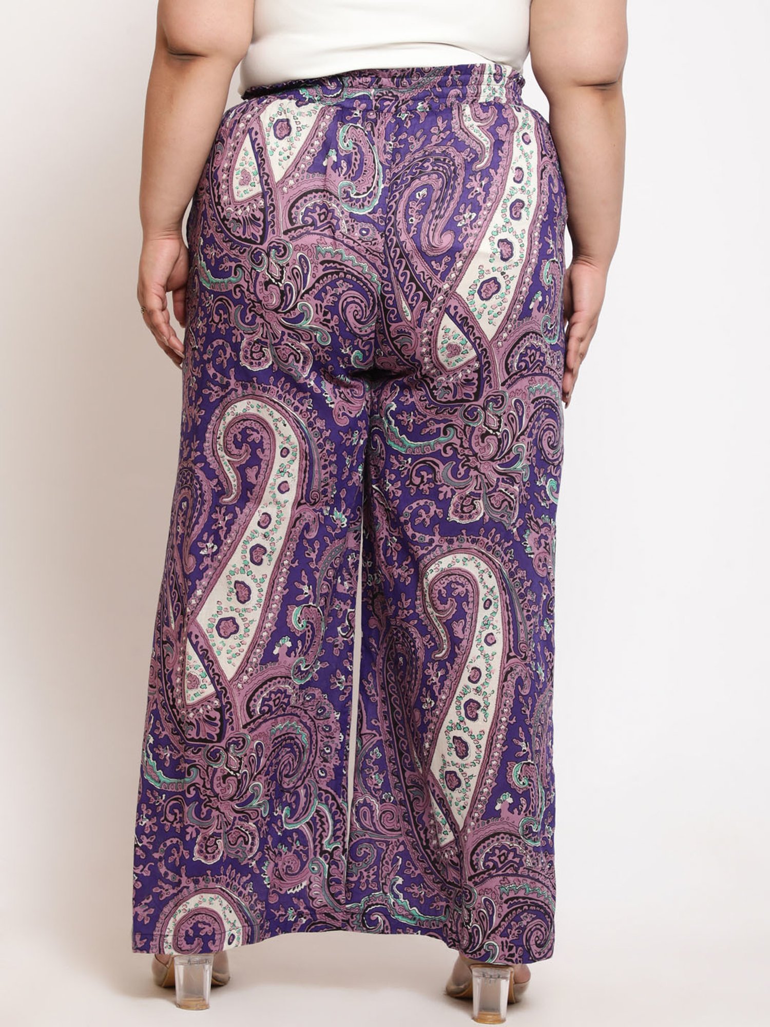 Amydus Purple Printed Regular Fit High Rise Pants