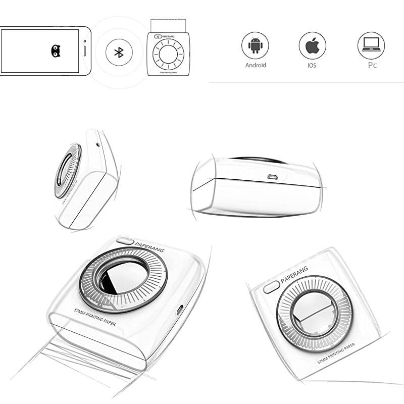 P2 Thermal Printer HD 300dpi Pocket Portable Label Printer Edit NotePhoto PrintLearn Foreign LanguageScan PrintWireless Bluetooth Printer for iOSAndroid Mobile Birthday Gift