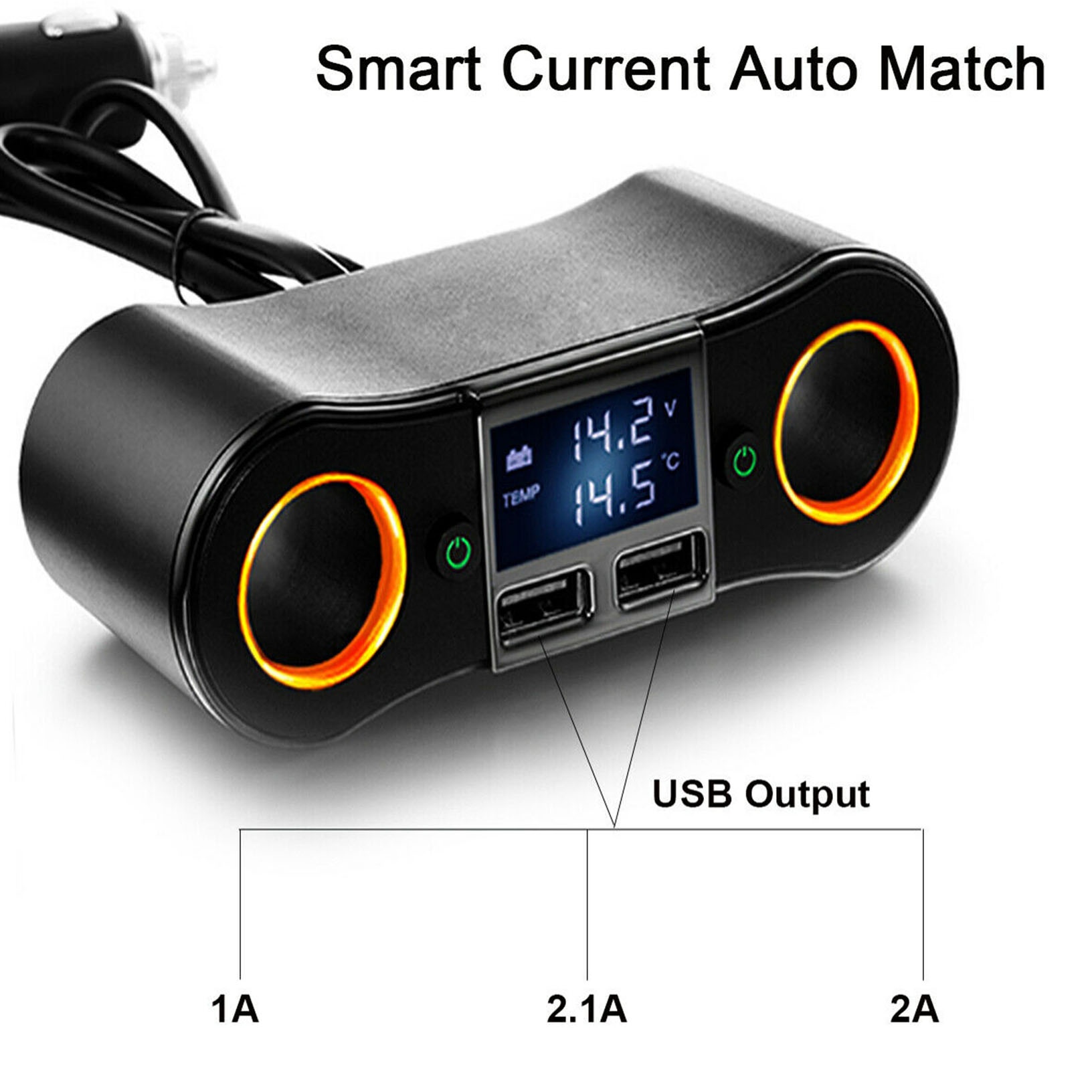 12V Car Cigarette Lighter Adapter 2Way Double Plug Socket Charger Splitter H8D9N