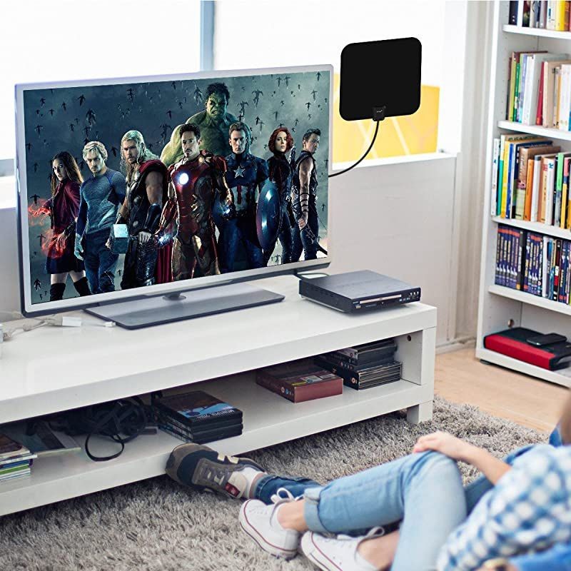 Antenna Indoor,HDAntenna Digital HD 4K,80 Miles Range Max,with Powerful Amplifier and 16.5 Foot Coax Cable,Patented 2021 Upgrade