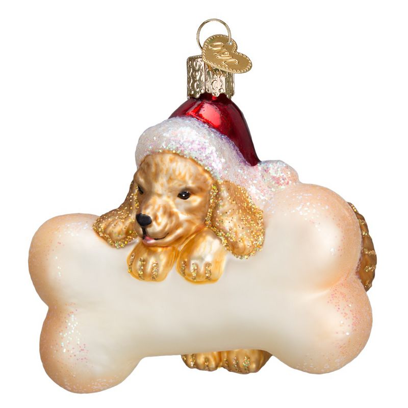 Old World Christmas 3.25" Old World Christmas Santa Puppy Glass Ornament #12405