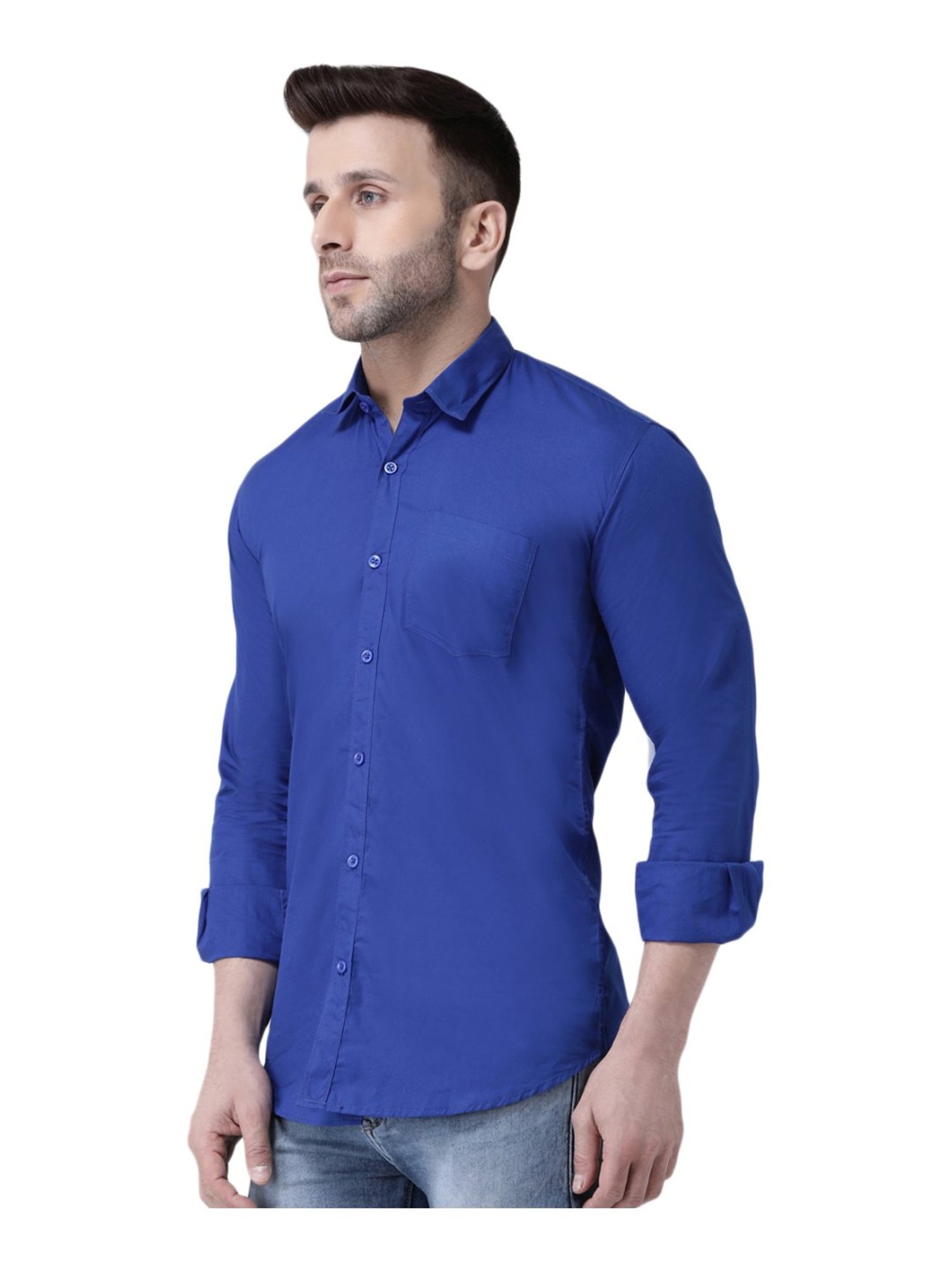 Hang Up Navy Cotton Slim Fit Shirt