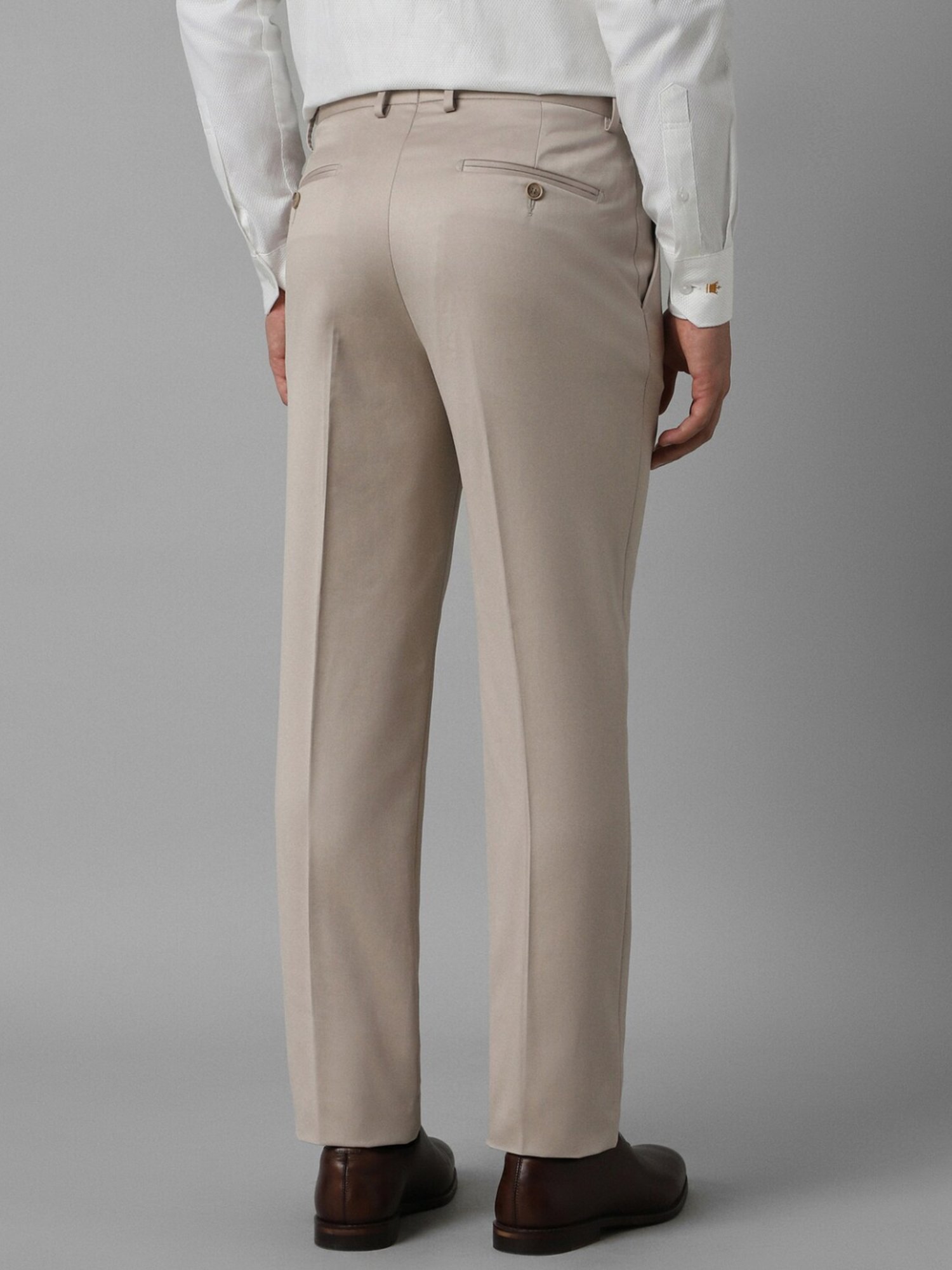 Louis Philippe Beige Slim Fit Trousers