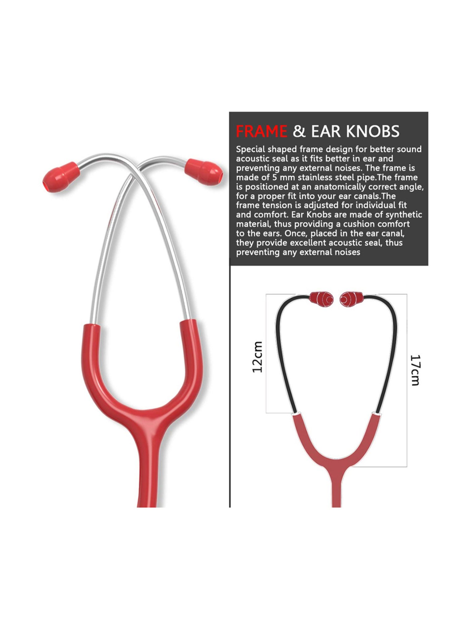 MCP Adult Dual Head Stethoscope (Red)