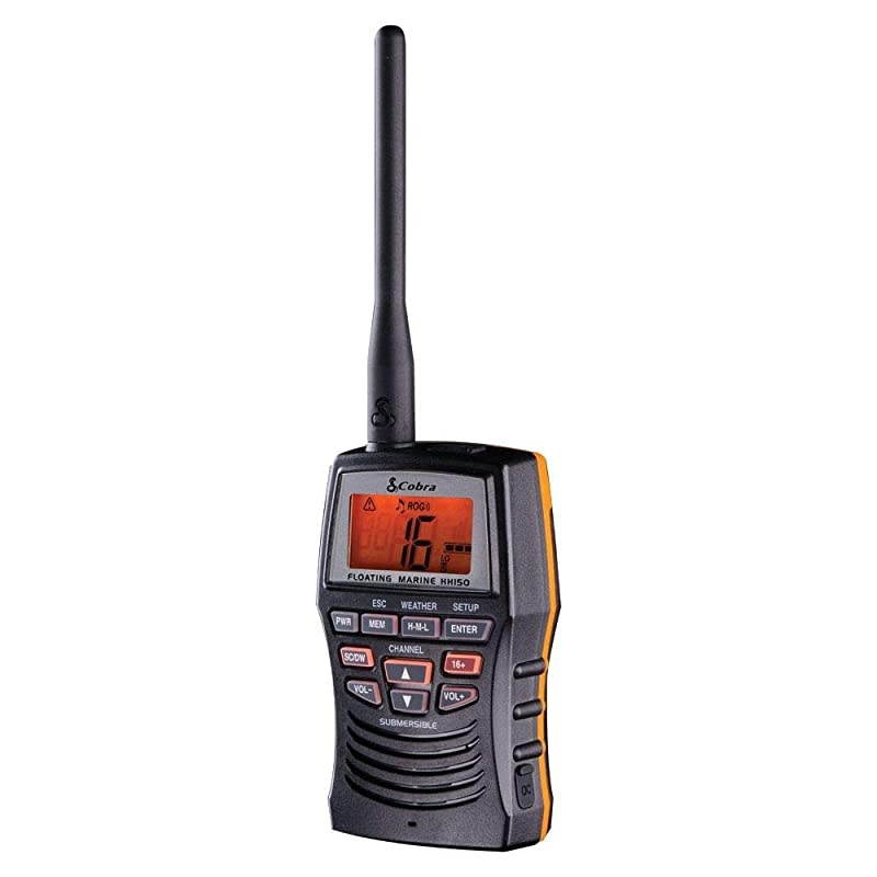 Marine Radio MR HH150 FLT 3 Watt Floating Long Range Handheld VHF Radio NOAA International Waterproof Submersible Weather Alerts LCD Screen Belt Clip