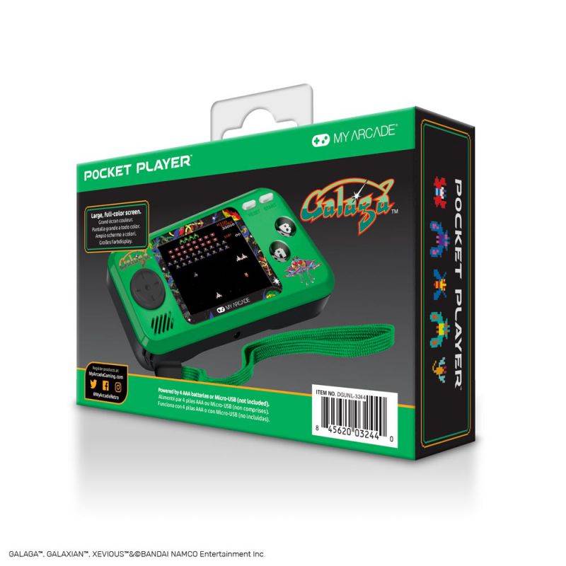 My Arcade Galaga Pocket Player Portable Handheld with 3 Games: Galaga, Galaxian, & Xevious