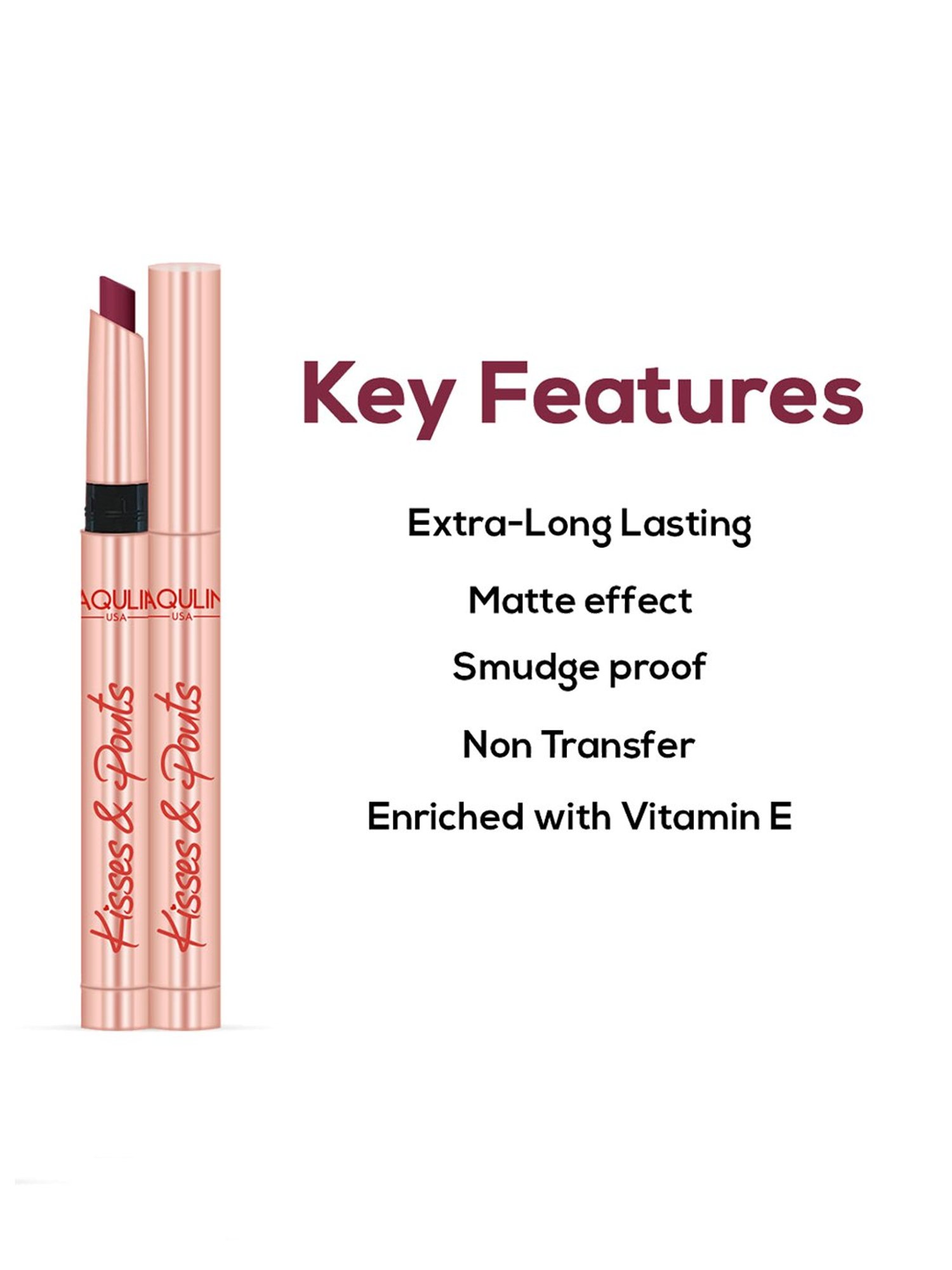 Jaquline USA Kisses & Pouts Transfer Proof Matte Lipstick First Kiss - 1.4 gm