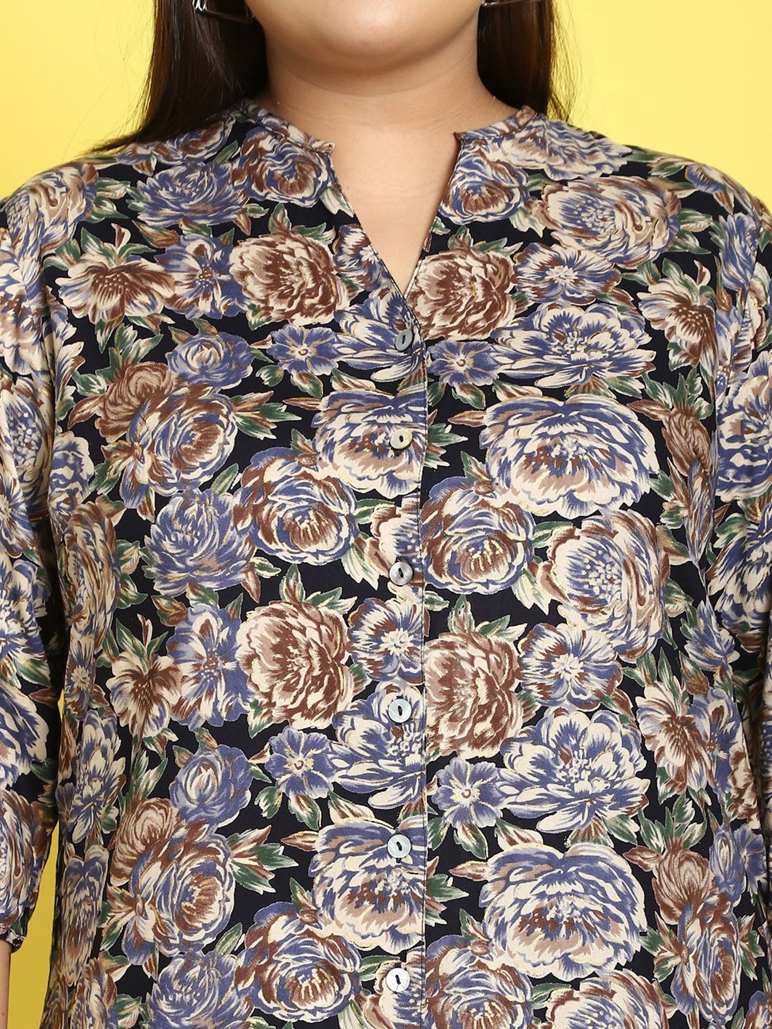 theRebelinme Navy Floral Print Shirt
