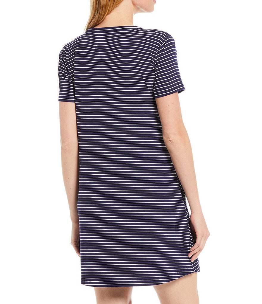 Half Moon By Modern Movement Yarn-Dye Striped Jersey Knit Lounge Dress