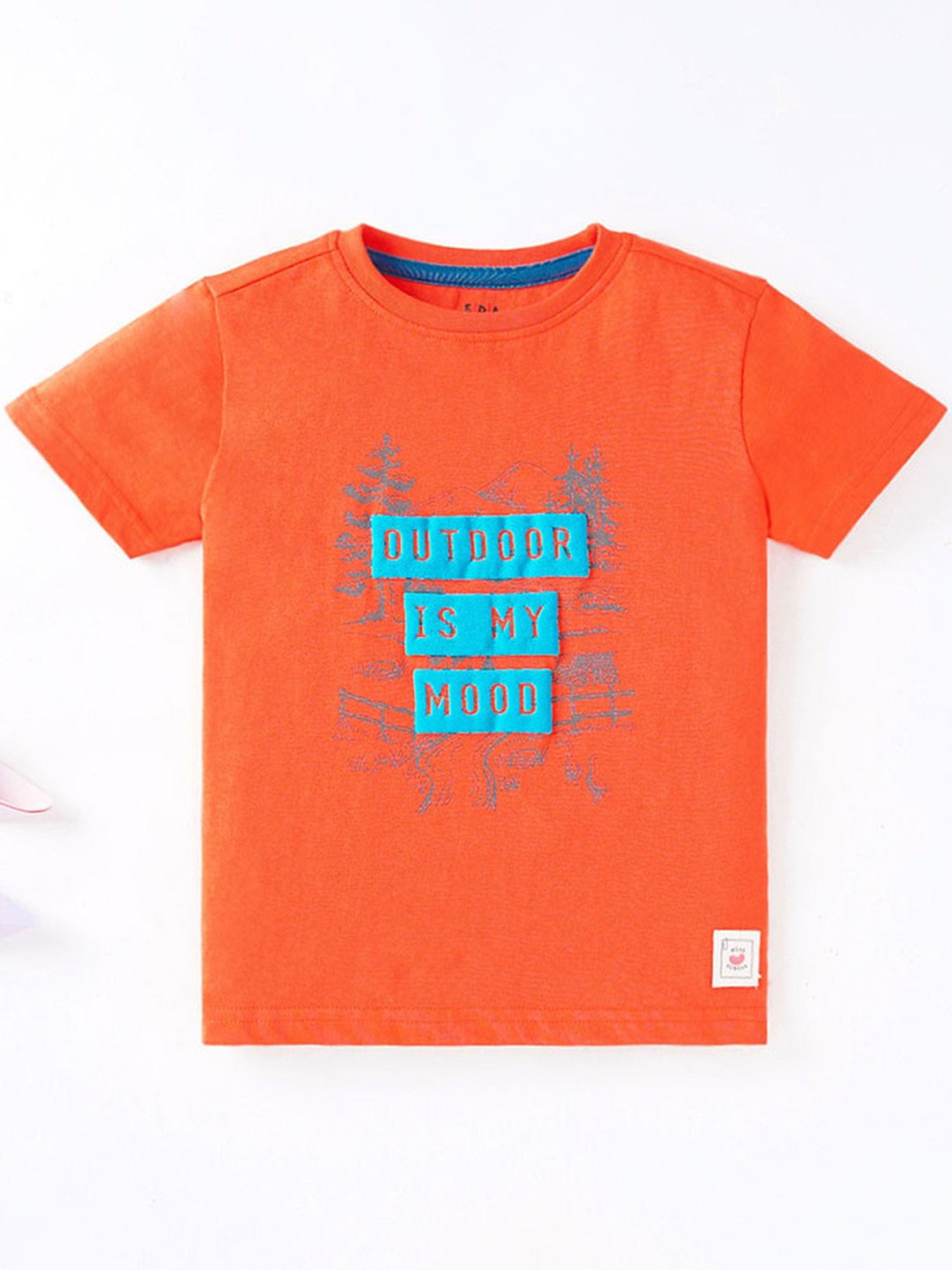 Ed-a-Mamma Kids Orange Cotton Printed T-Shirt