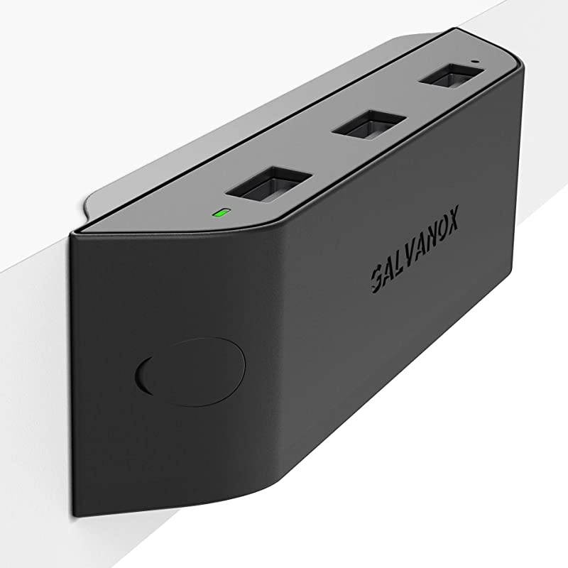 3 Port USB Desktop Charger (Edge Mounted) PowerRail Charging Station Compatible with All Phones and Tablets - 24W Power Hub Adapter (Designed for Desks, Tables and Nightstands)