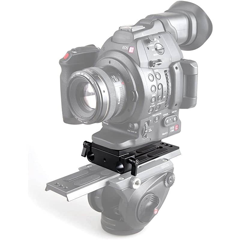 Camera Mounting Plate Tripod Mounting Plate with 15mm Rod Clamp Railblock for Rod Support/DSLR Rig Cage - 1775