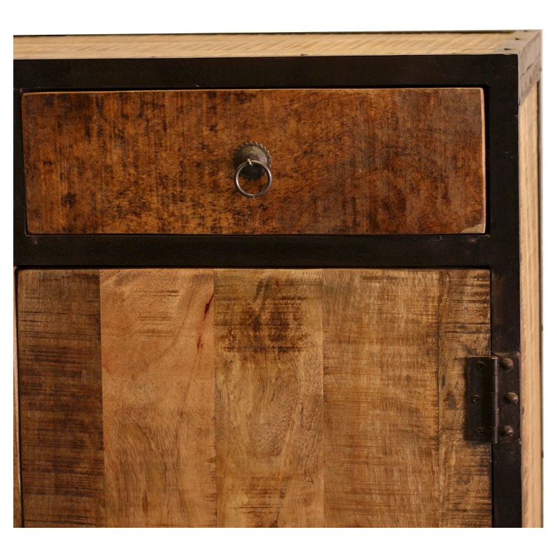 Industrial Sideboard Cabinet 35"x35"x18" Reclaimed Wood & Iron Natural - Timbergirl