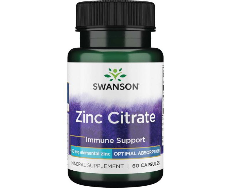 Swanson Zinc Citrate 50 mg 60 Capsules.
