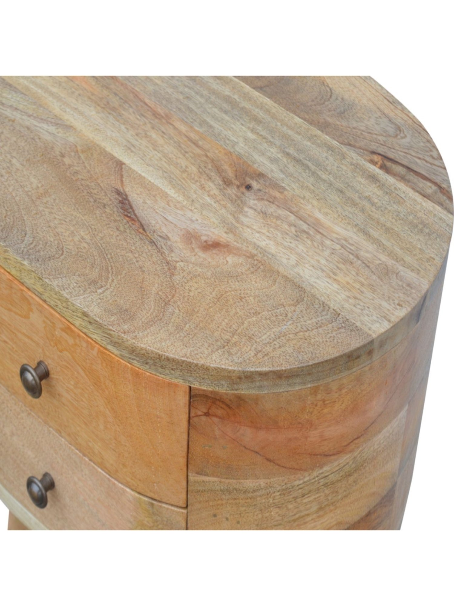 Artisan Furniture Solid Brown Mango Wood Rounded Side Table