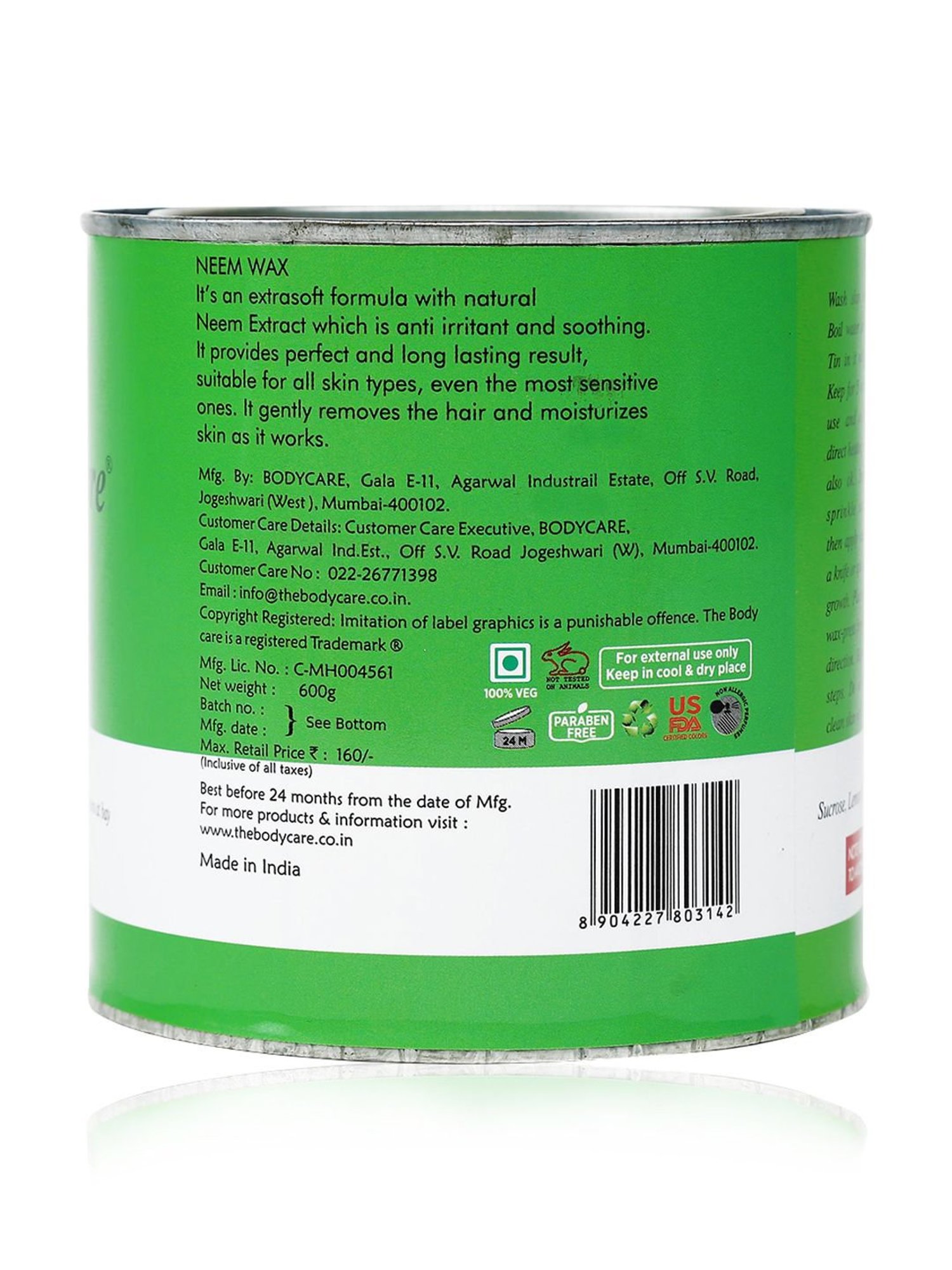 The Body Care Neem Hot Wax - 600 gm