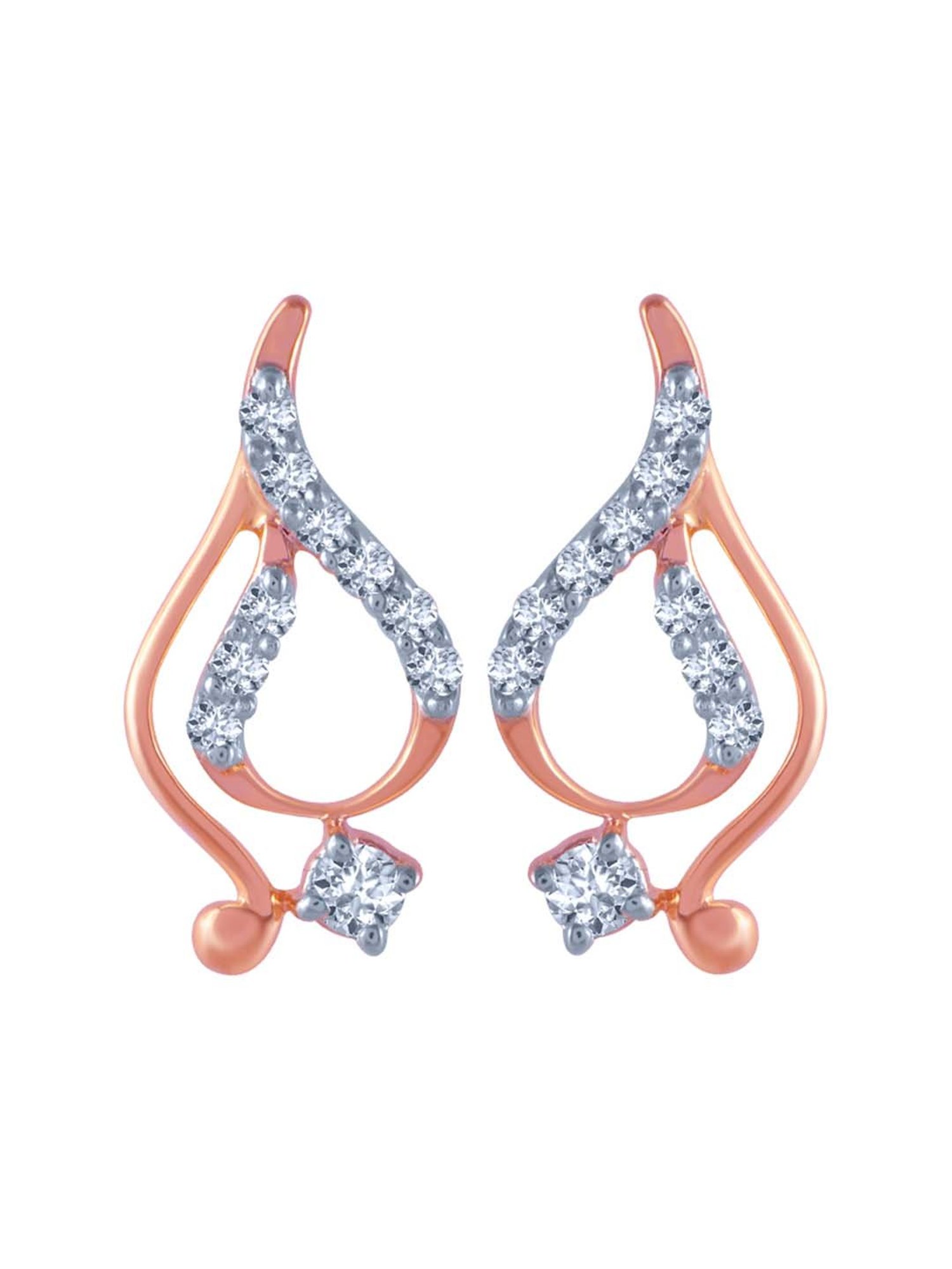 P.C. Chandra Jewellers 14 kt Gold & Diamond Earrings