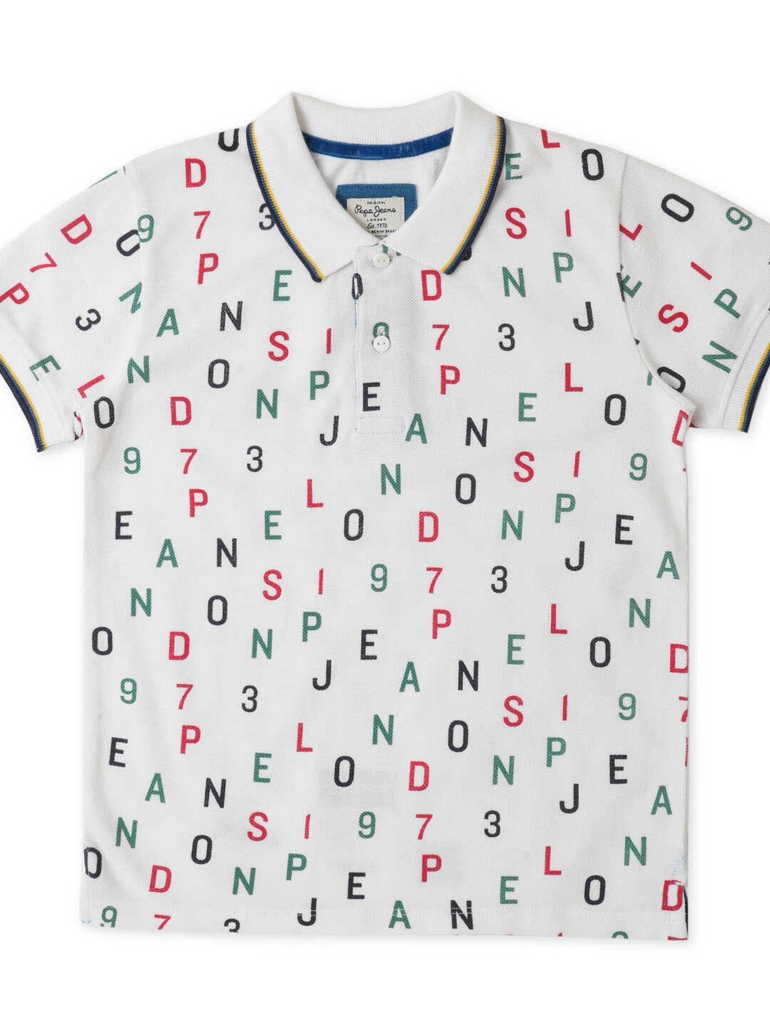 Pepe Jeans Kids White Printed Polo T-Shirt