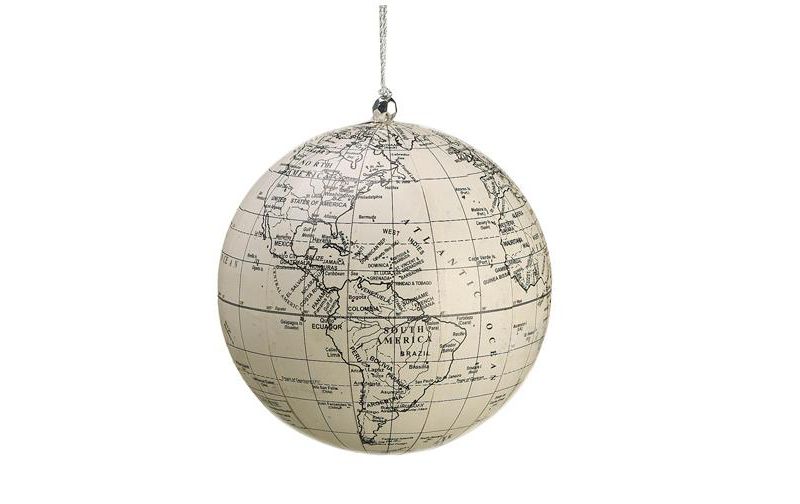 Allstate Floral 4" World Globe Beige Decoupage Christmas Ball Ornament (100mm)