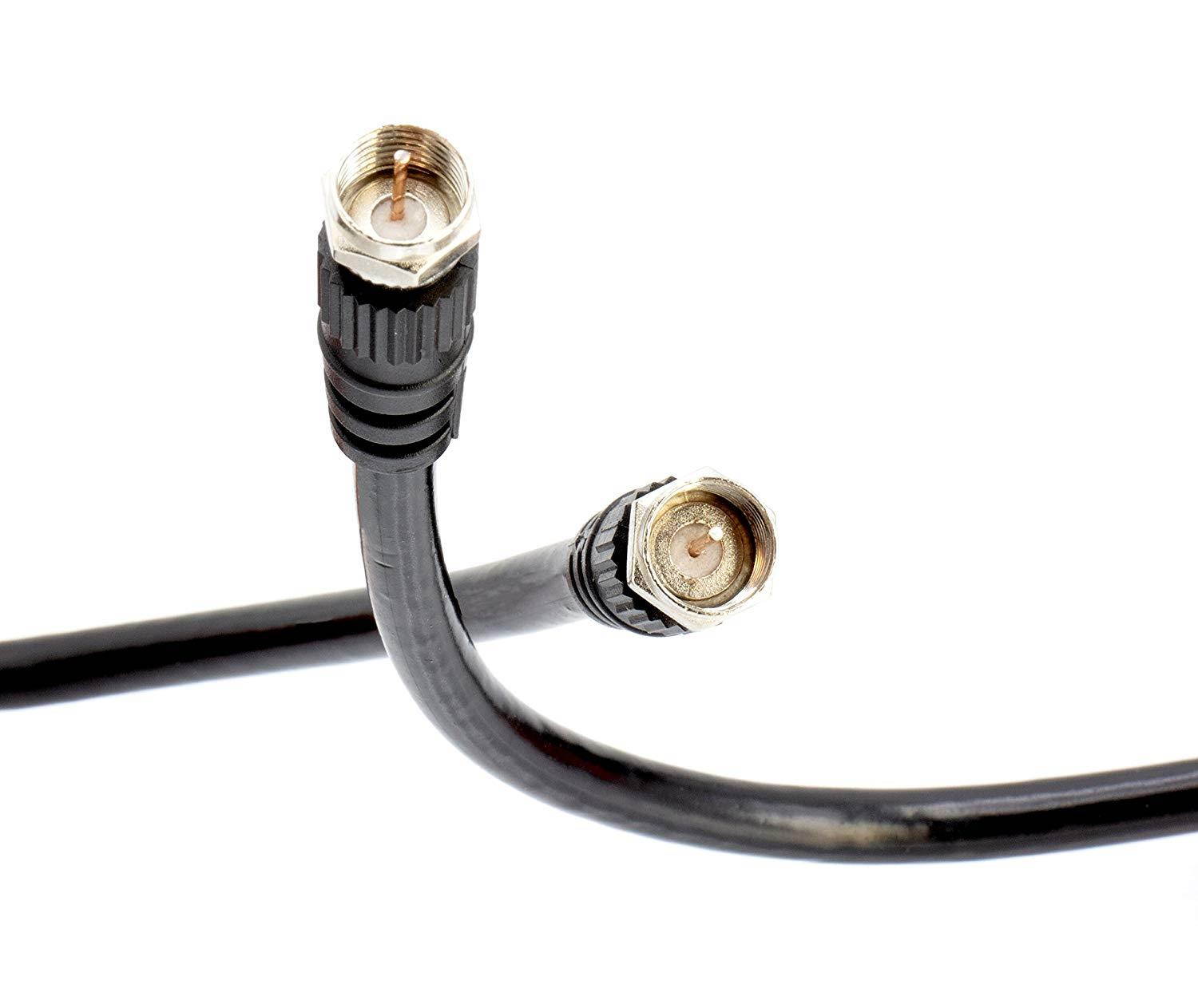 Quality RF Coaxial Cable 100 FT | BLACK | Premium RG6 F-Type Coax &ndash; 75 Ohm