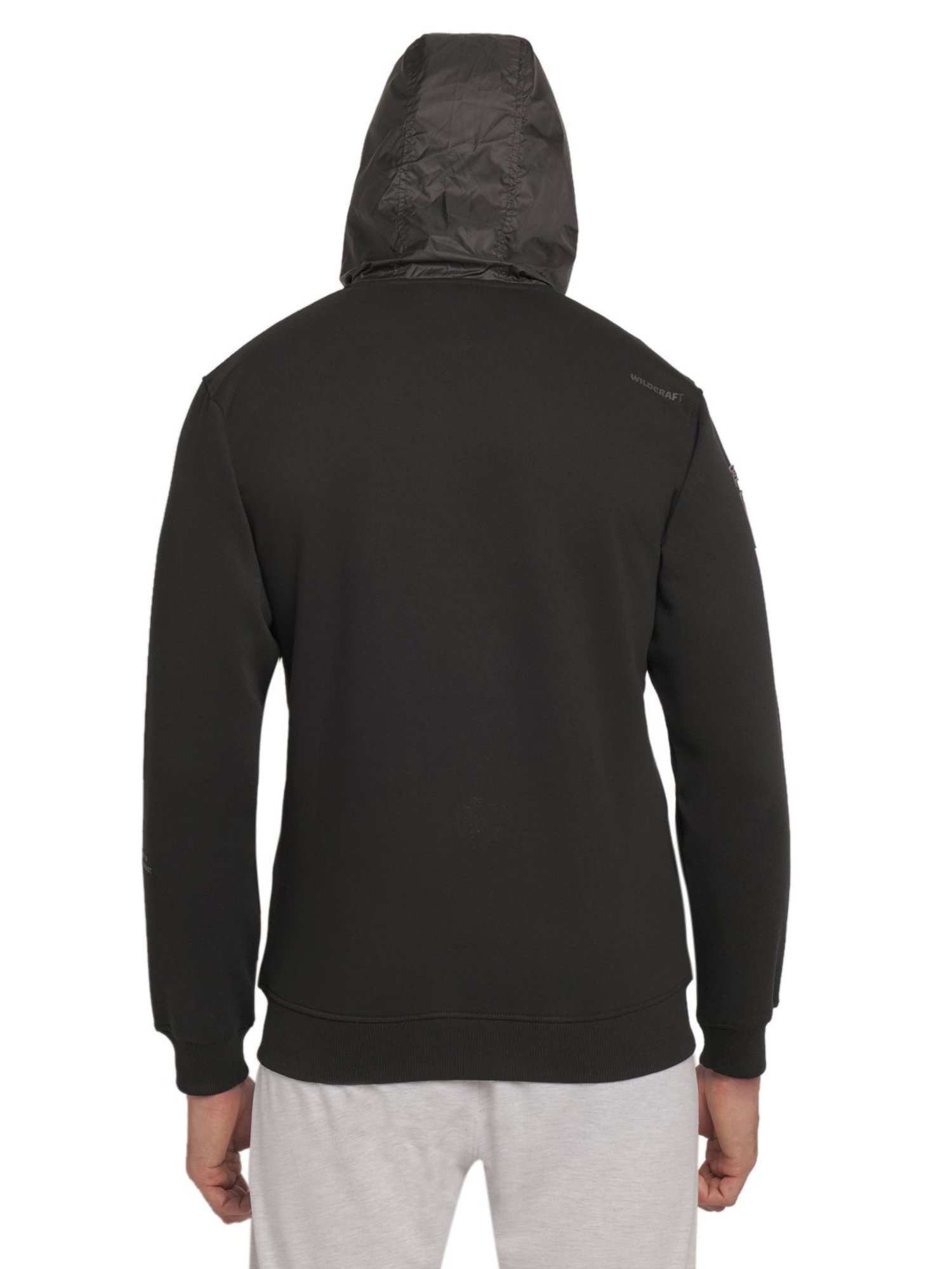Wildcraft Black Regular Fit Self Design Hooded Sweatshirt