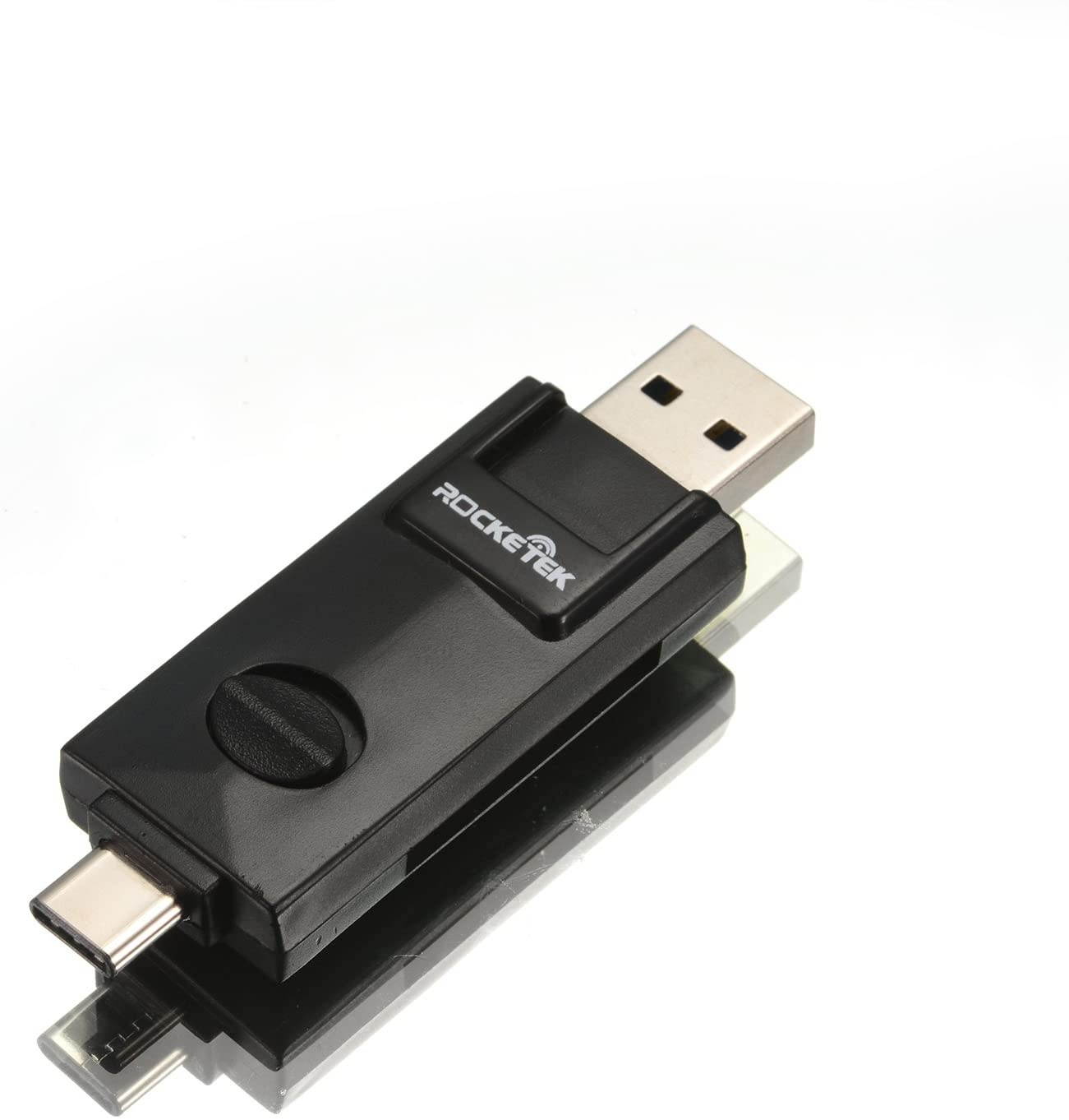 [OTG Adapter & SD Card Reader] Rocketek USB C & USB 3.0 TF/SD Card Reader/OTG Adapter for Smartphone Tablet and PC, Type C OTG Adapter for for USB C On-The-Go Compatible Devices