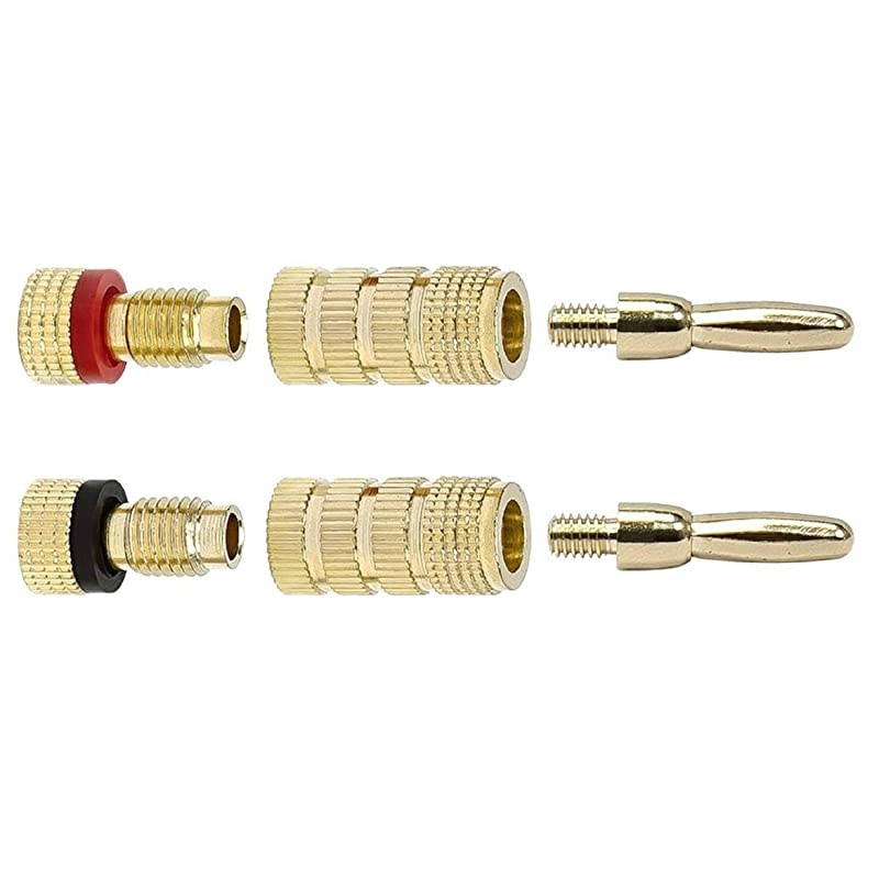 121820 24k Gold Plated Speaker Banana Plugs, Closed Screw Type (10 Pairs)