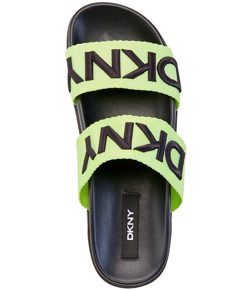 DKNY Tee 2 Band Logo Platform Slides
