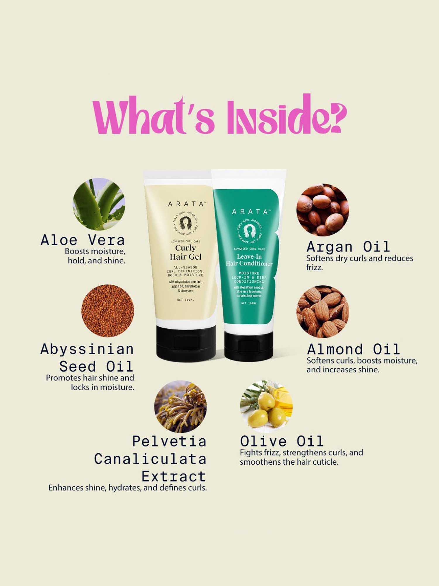 Arata Advanced Curl Care Curly Hair Gel & Leave-In Hair Conditioner Combo