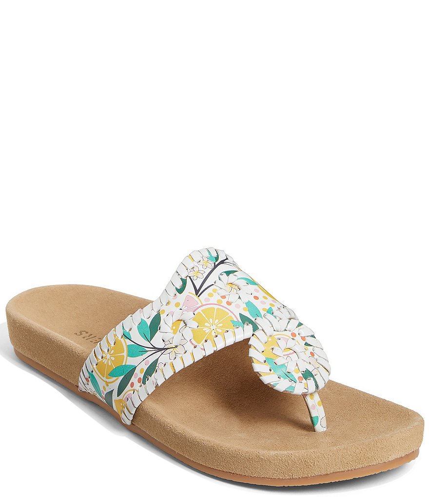 Jack Rogers Lemon Print Comfort Jacks Thong Sandals