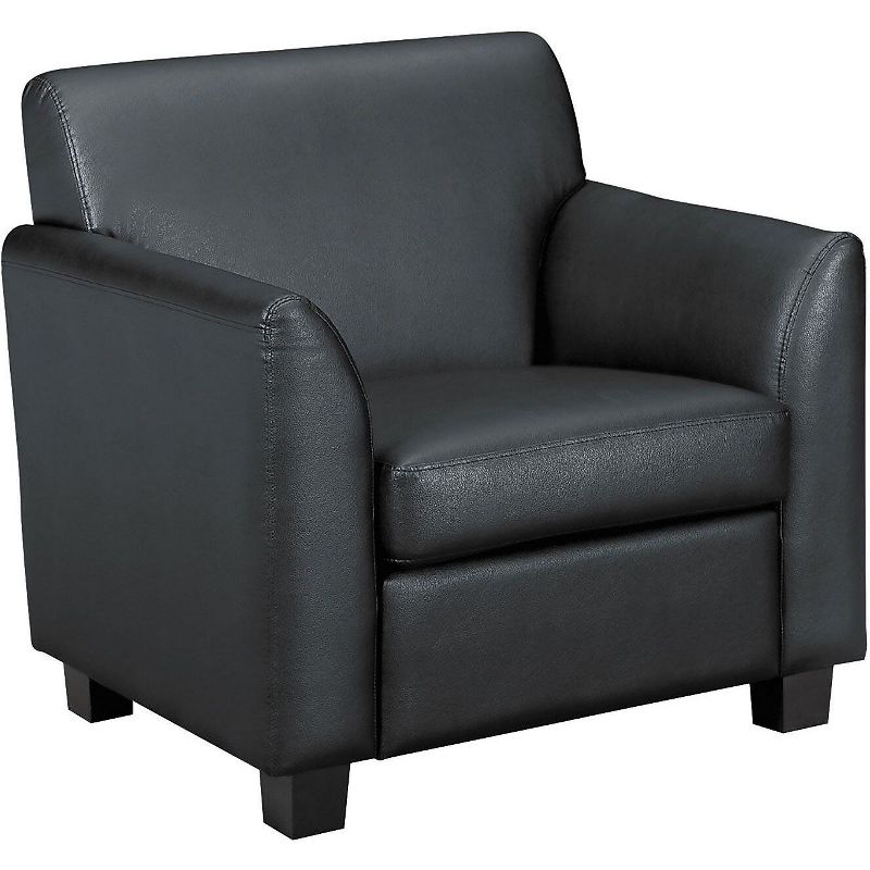 Basyx VL870 Series Tailored Black Leather Club Chair Black Wood Legs VL871SB11