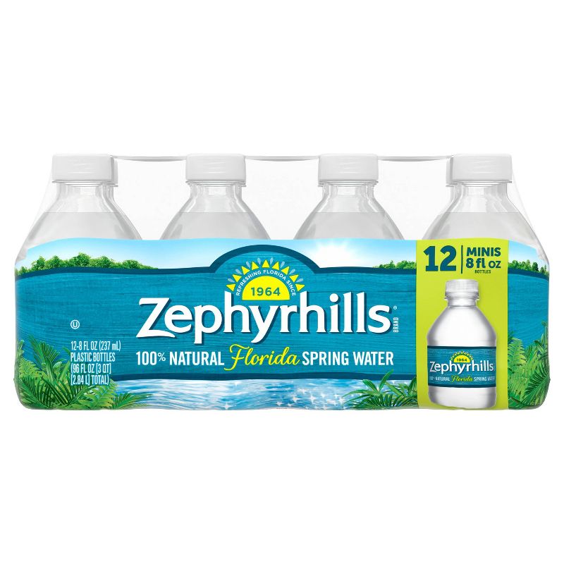 Zephyrhills Brand 100% Natural Spring Water - 12pk/8 fl oz Mini Bottles