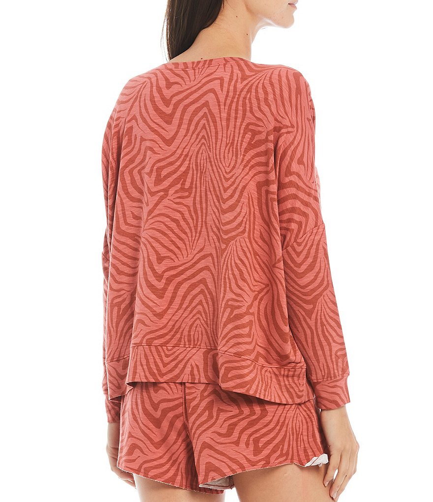 Honeydew Intimates Starlight Sedona Zebra Print French Terry Lounge Coordinating Sweatshirt