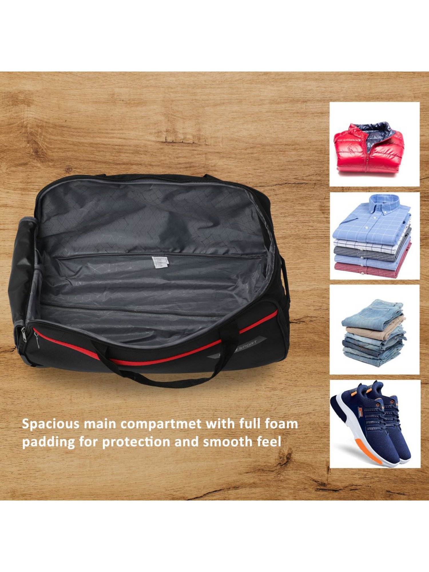 Lavie Sport Large Size 63 Cms Lino Wheel Duffle Bag | (Black)