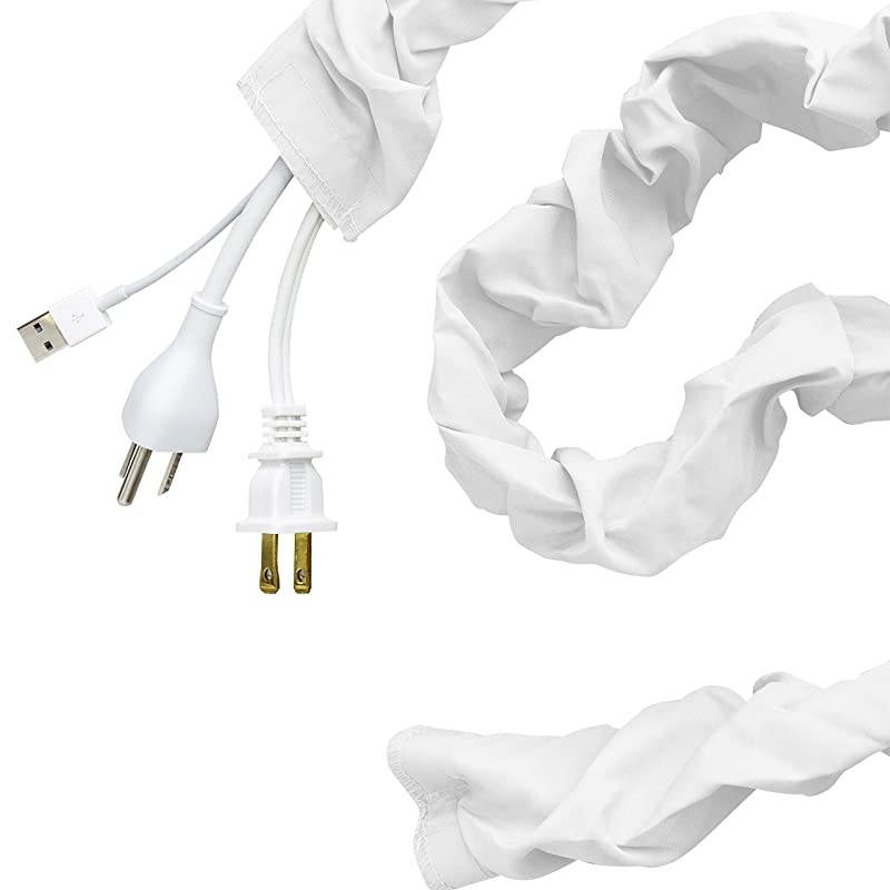 Eggshell White Fabric Cord Cover 2 Pack 6 ft Hides Lamps Light Fixtures and Desks Cable Management Easy Installation 48656